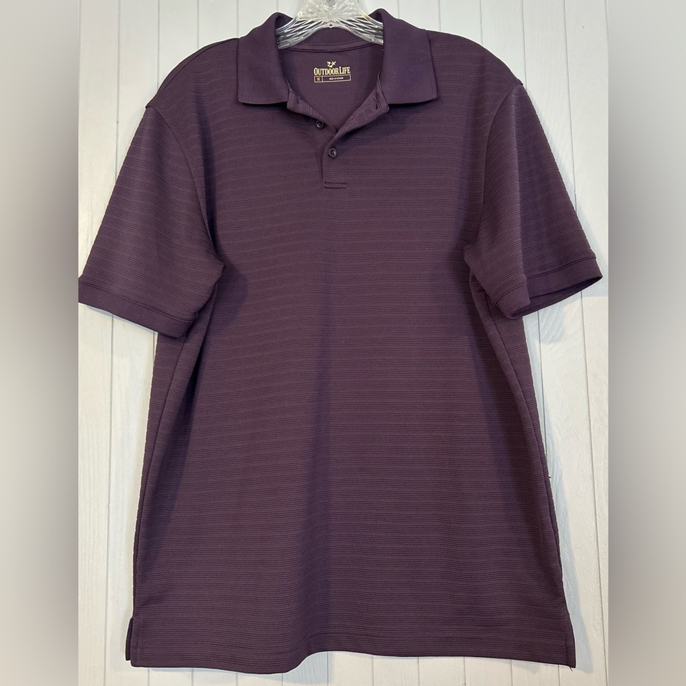 Outdoor Life Men's Short Sleeve Ribbed Polo Size M Shirt Purple Like Main Pict.